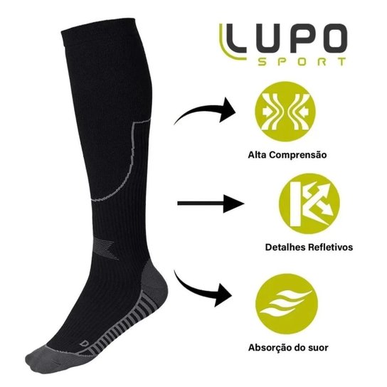 MEIA LUPO COMPRESSAO 15006 00115 PRETO UNISSEX - Preto Menor preço em MEIA LUPO COMPRESSAO 15006 00115 PRETO UNISSEX - Preto