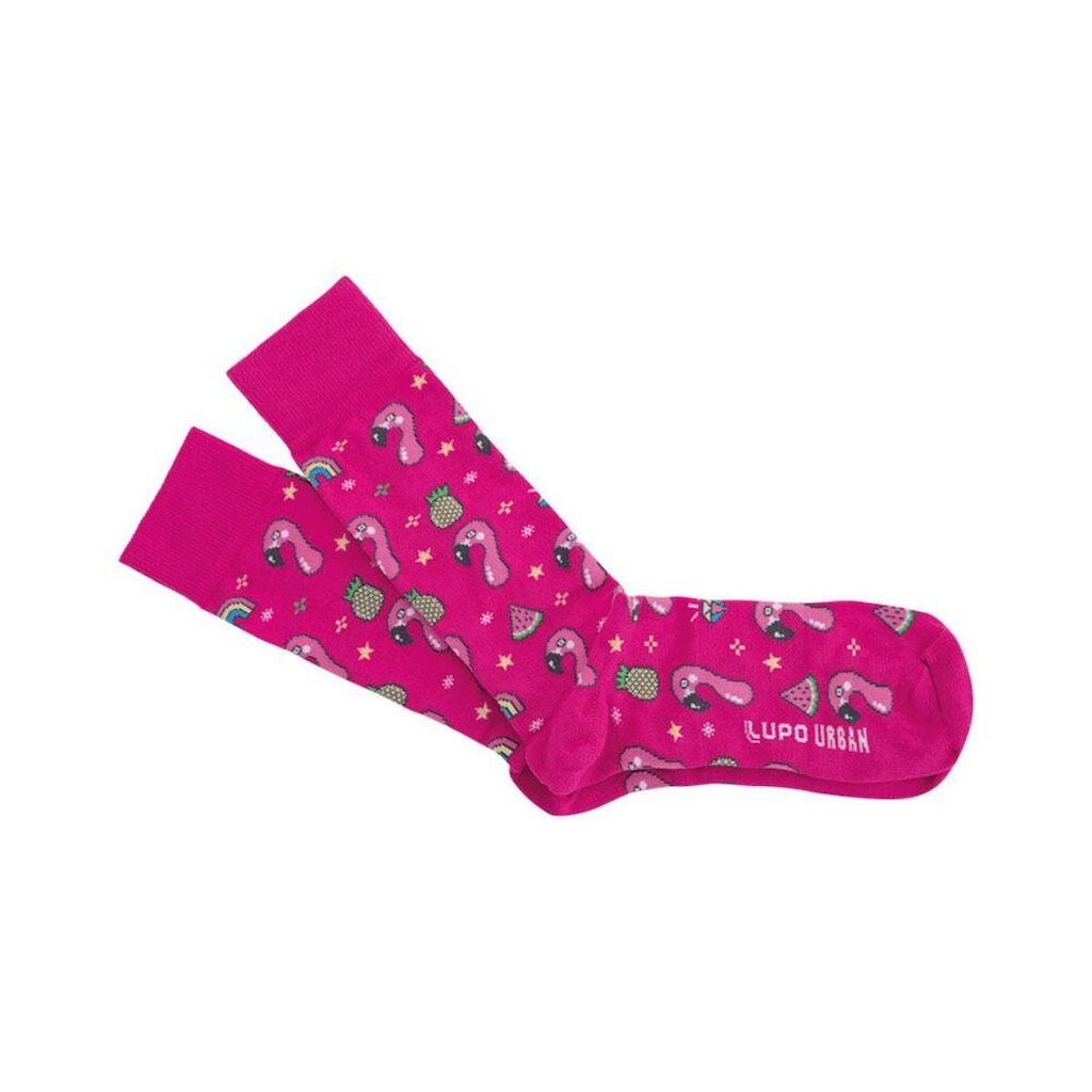 Meia Lupo Flamingos Cano Longo