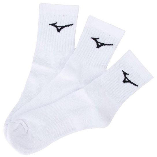 Meia Mizuno Cronos Mid 3 Pares - Branco Menor preço em Meia Mizuno Cronos Mid 3 Pares - Branco