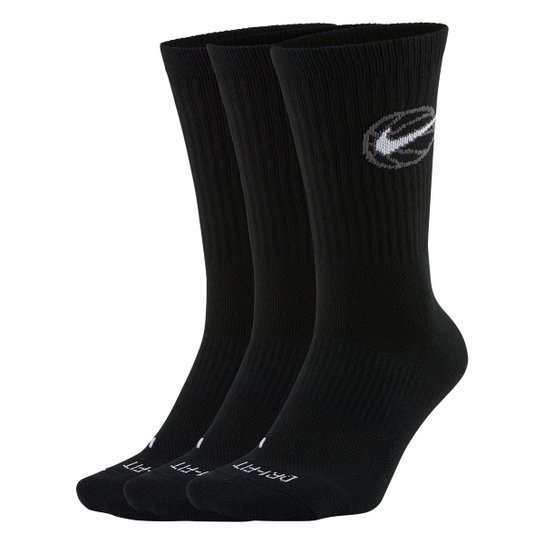 Meia Nike Cano Alto NBA Crew Everyday Bball c/ pares Branco+