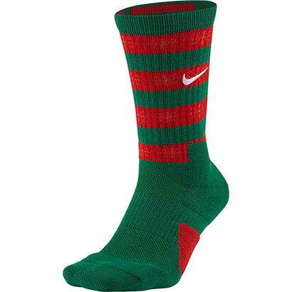 Meia Nike Cano Alto NBA Elite Crew Listrada Verde+Vermelho