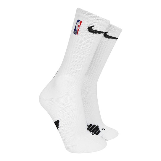 Meia Nike NBA Cano Alto Elite Crew Branco+Preto Netshoes
