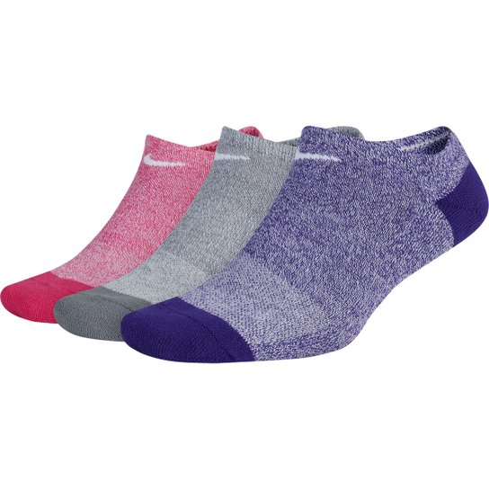 Meia Nike Sem Cano Everyday Cushion Pacote C/ 3 Pares Feminino - Cinza+Roxo