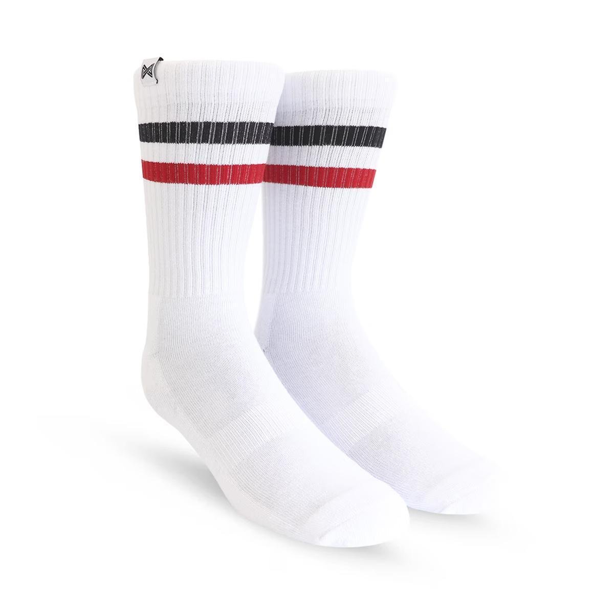 Meia Norden Old Style Listrada Branco Vermelho e Preto