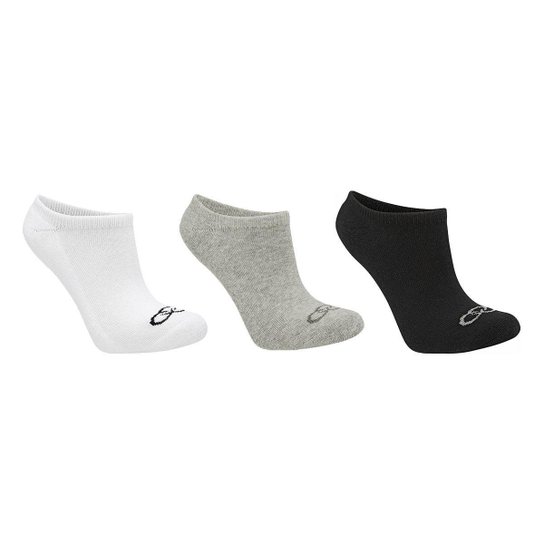 Meia Olympikus Sem Cano Pacote Com 3 Masculina - Branco+Cinza