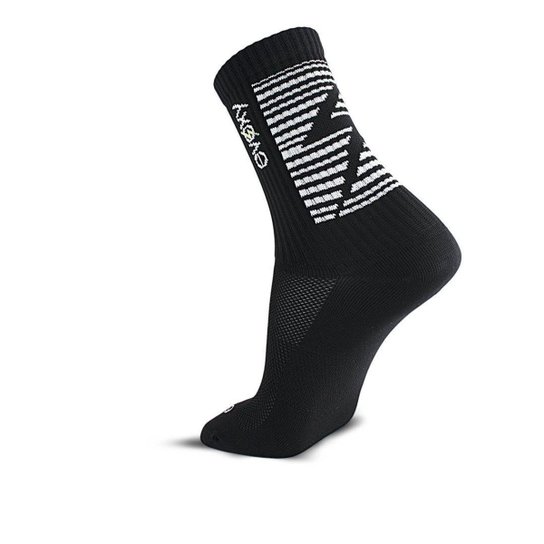 Meia Para Corrida EVOXY Performance Barcode Preta Cano Médio