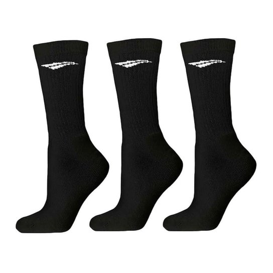 Meia Penalty Esportiva Ecoknite Cano Alto Tamanho 39-44 Kit c/ 03 Pares - Preto Menor preço em Meia Penalty Esportiva Ecoknite Cano Alto Tamanho 39-44 Kit c/ 03 Pares - Preto
