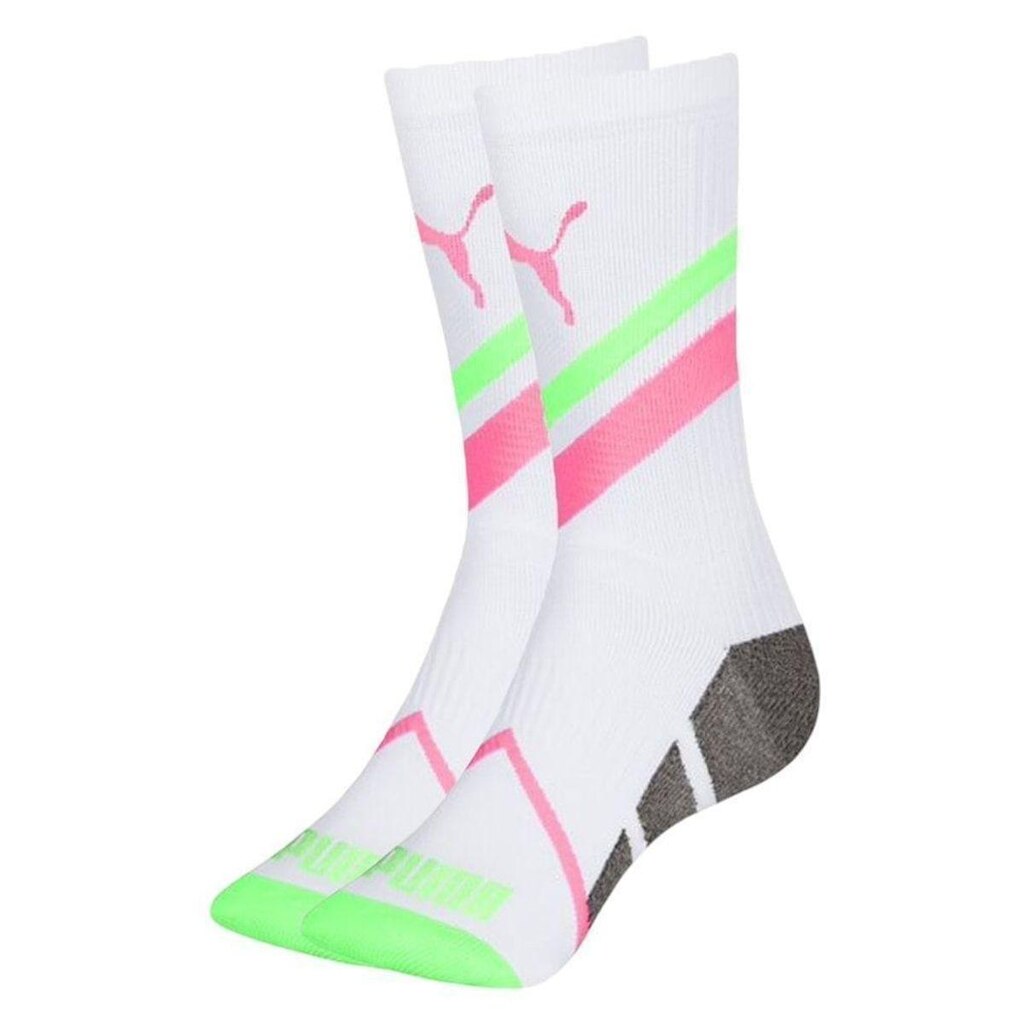 Meia Puma Cano Longo Esportiva Feminina - Branco e Rosa 34-39