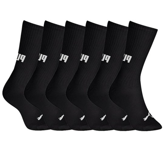 Meia Puma Masculina Cano Longo Esportiva Kit c/ 6 Pares - Preto Menor preço em Meia Puma Masculina Cano Longo Esportiva Kit c/ 6 Pares - Preto