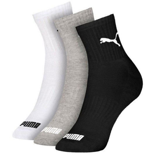 Meia Puma Masculina Cano Medio Esportiva 3 Pares - Branco+Cinza é ruim? Meia Puma Masculina Cano Medio Esportiva 3 Pares - Branco+Cinza é boa?