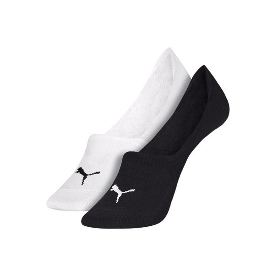 Meia Puma Masculina Sapatilha Super Invisível c/ 2 Pares - Branco+Preto Menor preço em Meia Puma Masculina Sapatilha Super Invisível c/ 2 Pares - Branco+Preto