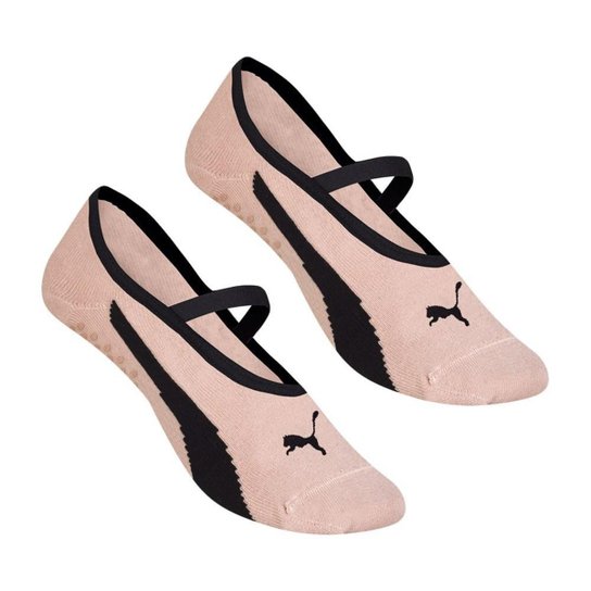 Meia Puma Sapatilha Pilates Antiderrapante Femini - Rosa+Preto Menor preço em Meia Puma Sapatilha Pilates Antiderrapante Femini - Rosa+Preto