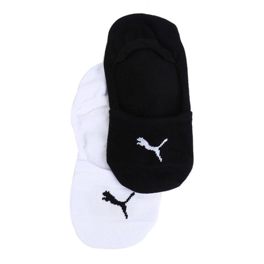 Meia Puma Sapatilha Super Invisível c/ 2 Pares - Branco e Preto - Branco+Preto Menor preço em Meia Puma Sapatilha Super Invisível c/ 2 Pares - Branco e Preto - Branco+Preto