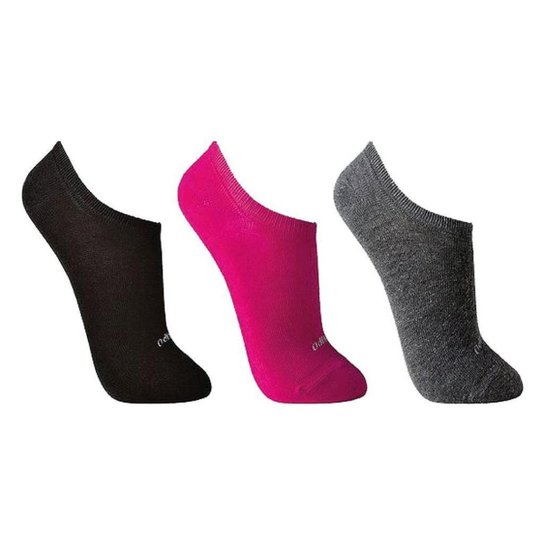 Meia Soquete Lupo Invisível Feminina Kit c/ 3 Pares - Preto+Rosa Menor preço em Meia Soquete Lupo Invisível Feminina Kit c/ 3 Pares - Preto+Rosa