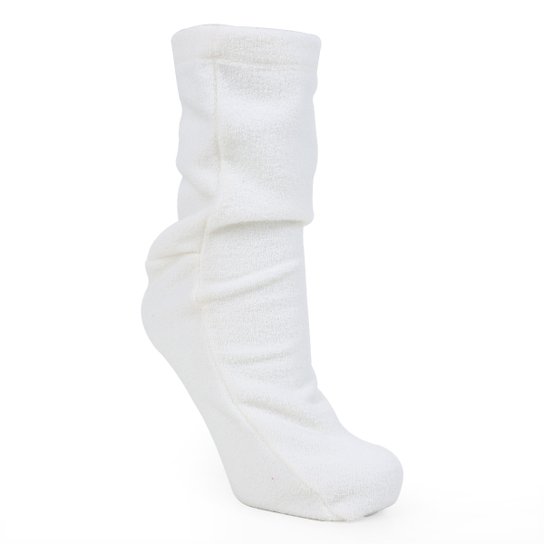 Meia Volare Cano Longo Bouclê Feminina - Off White Menor preço em Meia Volare Cano Longo Bouclê Feminina - Off White