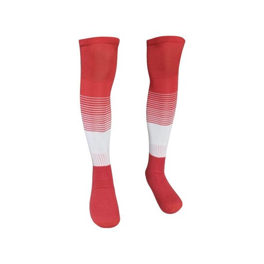 Meião de Futebol Hensou Profissional Degrade Masculino - Vermelho+Branco Menor preço em Meião de Futebol Hensou Profissional Degrade Masculino - Vermelho+Branco