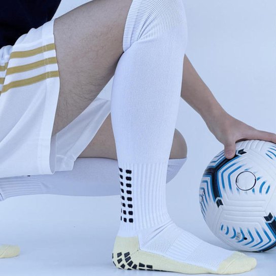 Meião Para Futebol futsal Antiderrapante Cano Longo adulto unissex - Branco  | Netshoes