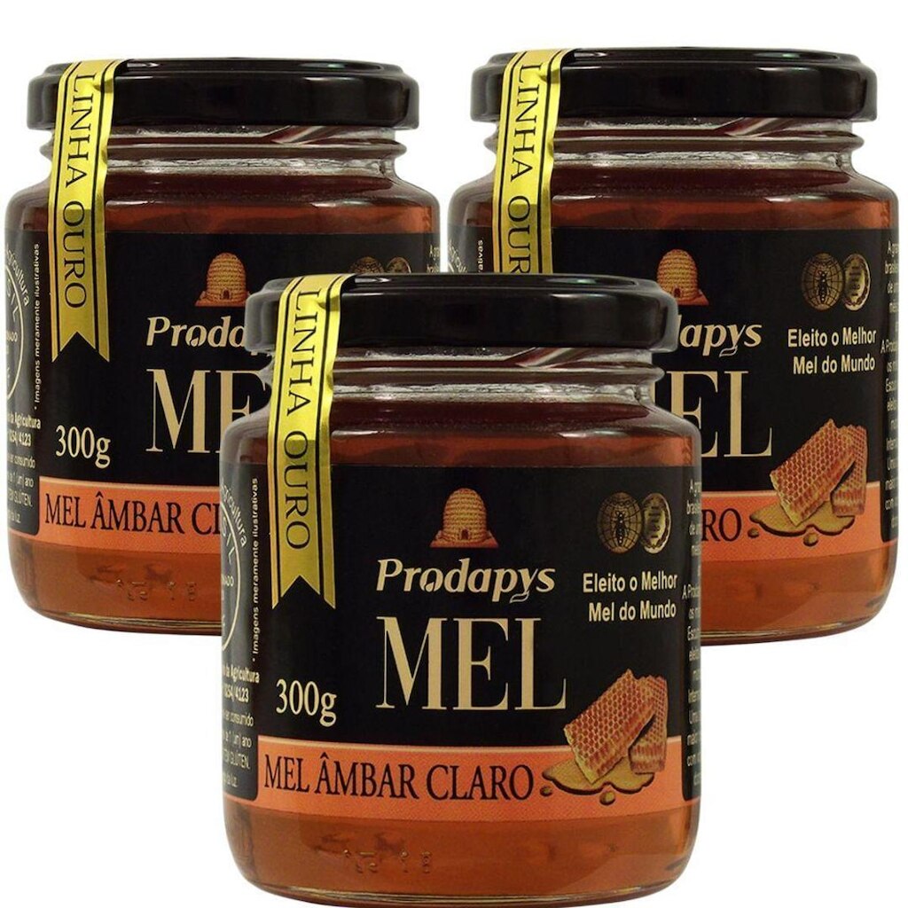 Mel Âmbar Claro 300g - Eleito o melhor mel do mundo Kit com 3