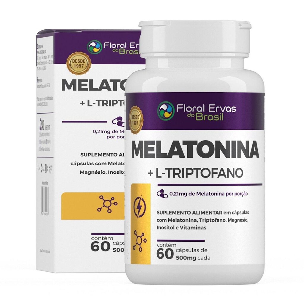 Melatonina 0,21mg + Triptofano 500mg 60 Cápsulas - Floral Ervas