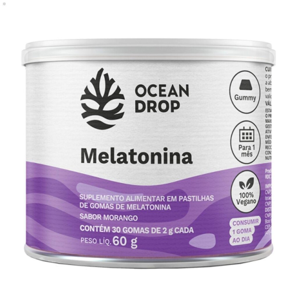 Melatonina Pastilhas de Goma 100% Vegano 60g Ocean Drop