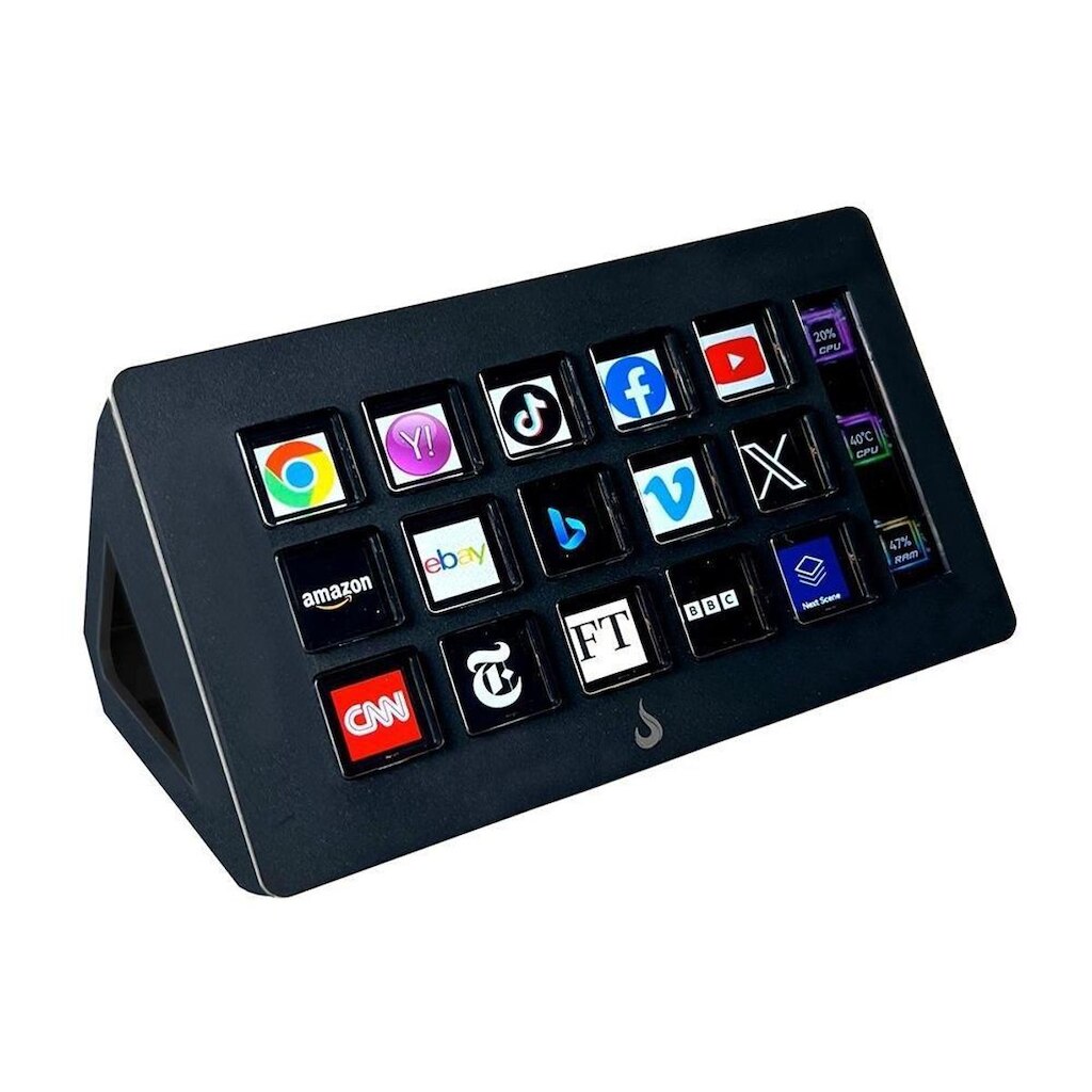 Mesa Controladora Rise Mode Streaming Vision 01, 15 Teclas LCD, USB, Preto - RM-MC-01-B