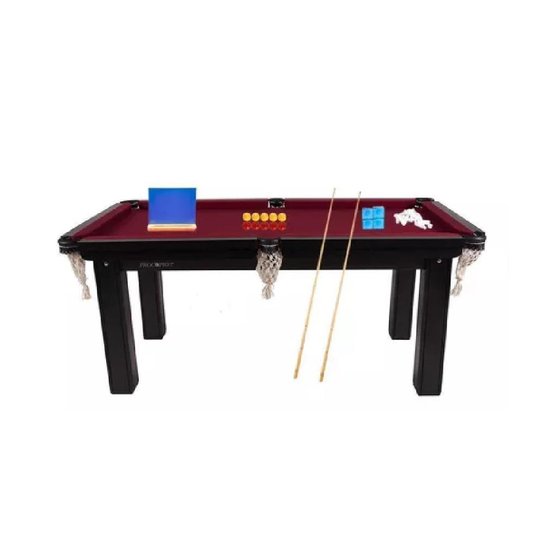 Mesa de Snooker Residencial Tecido Vinho + Kit - Vinho Menor preço em Mesa de Snooker Residencial Tecido Vinho + Kit - Vinho