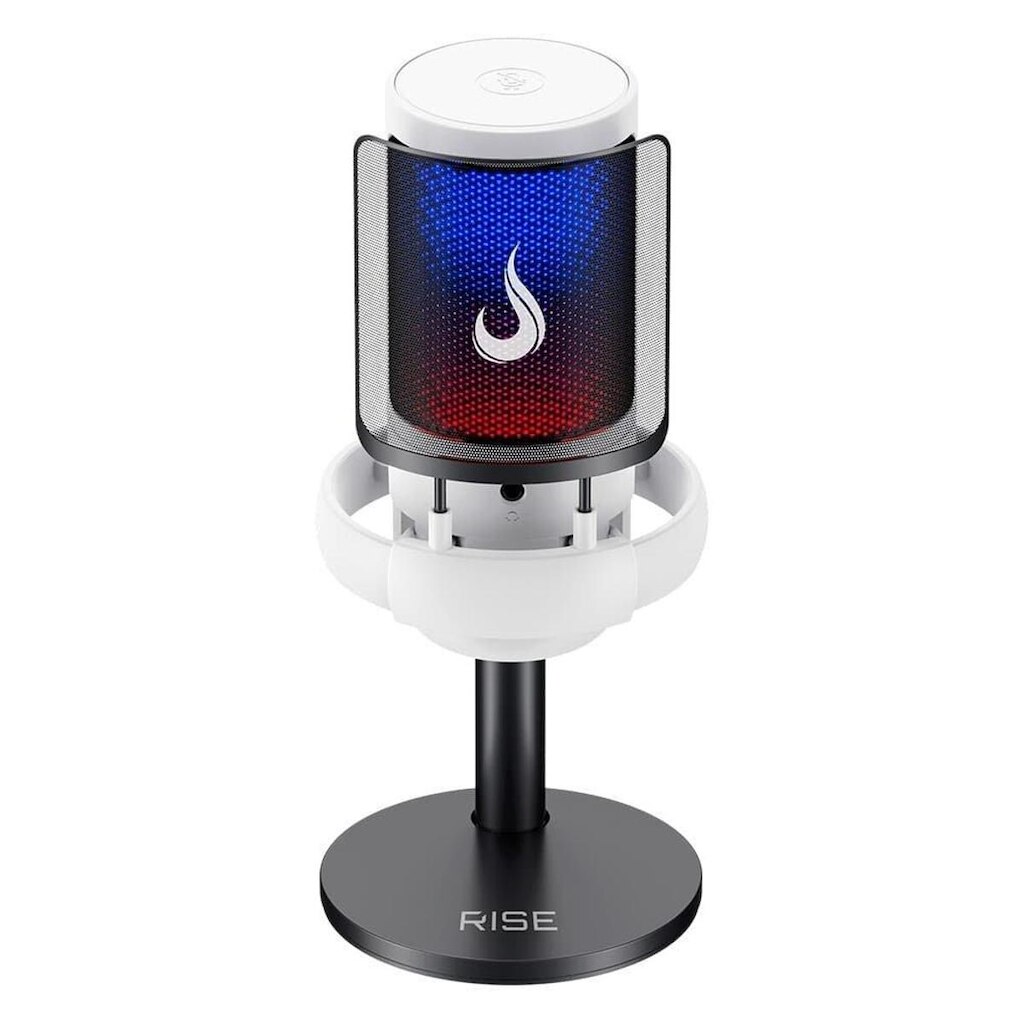 Microfone Gamer De Mesa Rise Mode Elite 05, RGB, USB-C, Branco - RM-ME-05-W