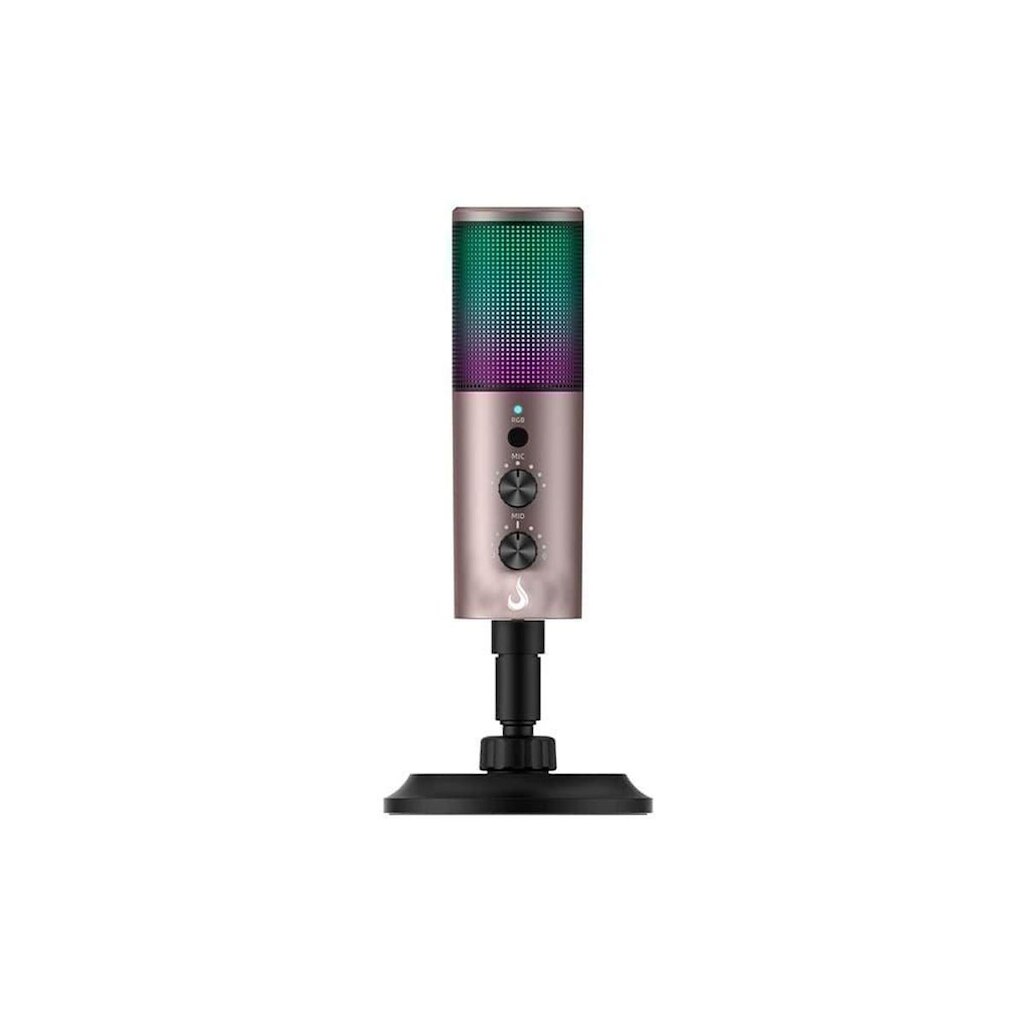Microfone Gamer De Mesa Rise Mode Elite 06, RGB, USB-C, Preto e Ocre - RM-ME-06-BOC