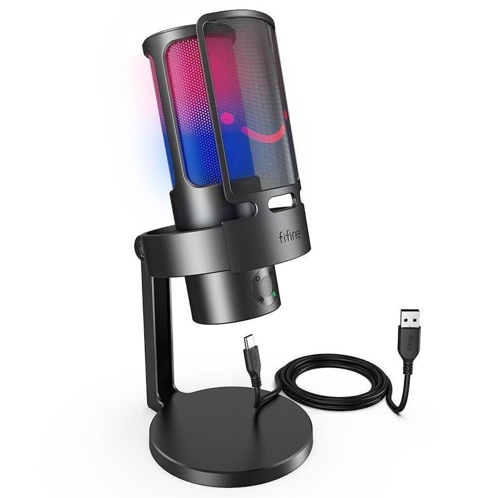 Microfone Streamer de Mesa Fifine Ampligame, RGB, Cardióide, Omni-direcional, USB, Preto - A8PLUS