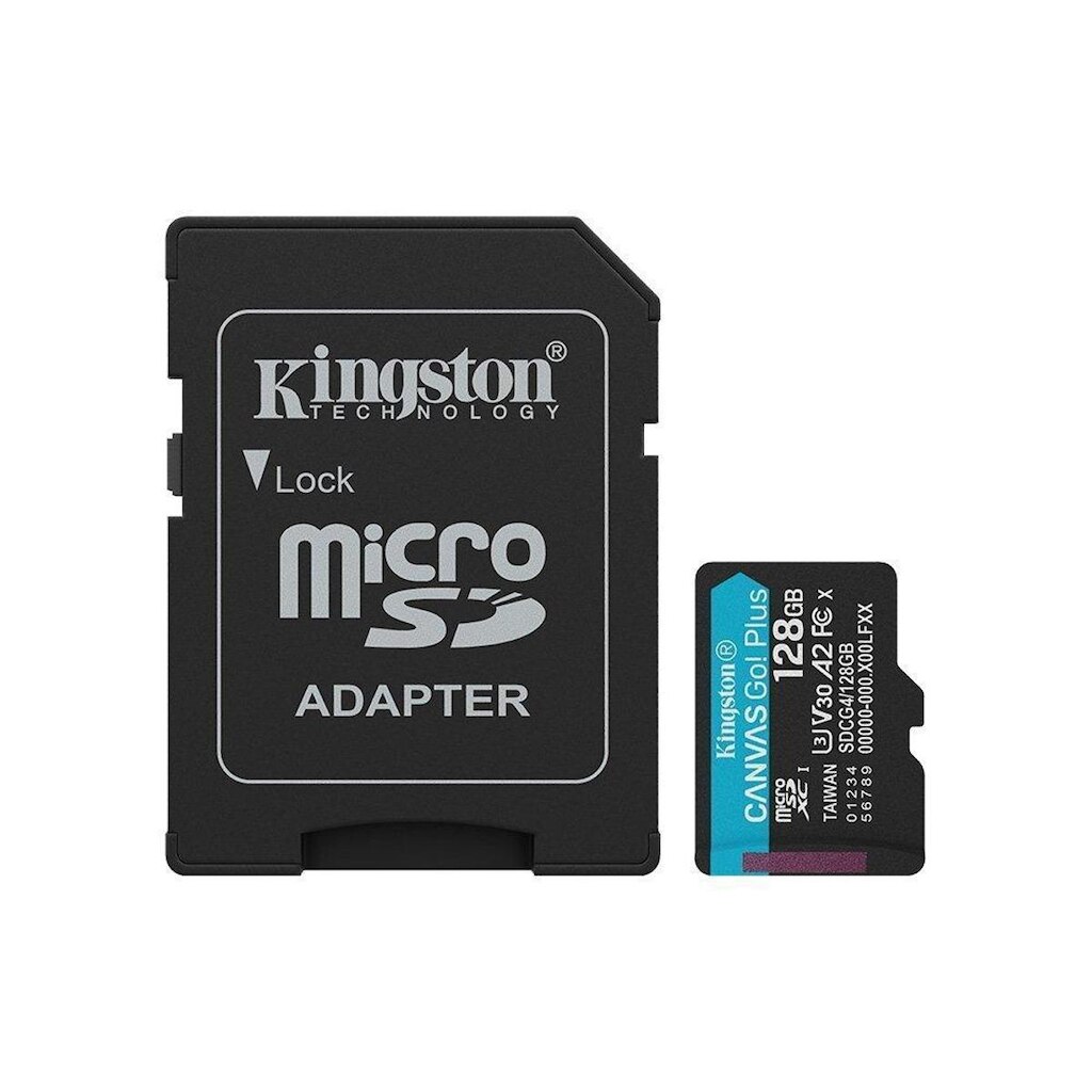 MicroSD Kingston, 128GB, microSDXC Canvas Go Plus, Gen4, com adaptador - SDCG4/128GB