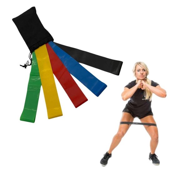 Mini band kit 5 intensidades / Elástico de exercício - Preto Menor preço em Mini band kit 5 intensidades / Elástico de exercício - Preto