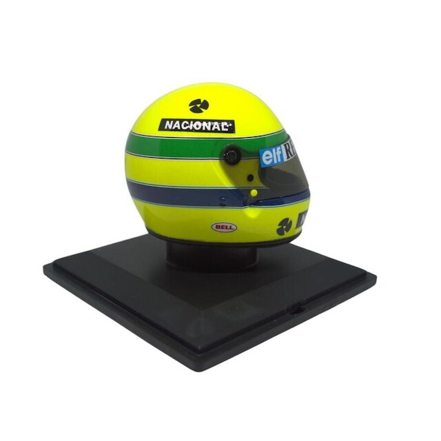 Mini Capacete Comemorativo Da 1A Vitória Na F1 1985 Ayrton Senna - Amarelo - 1:5