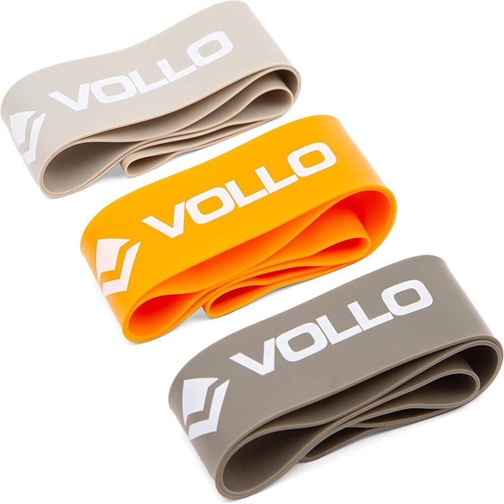 Mini Elásticos de Exercícios 3cm - Cinza/Cinza Claro/ Laranja - Vollo Sports