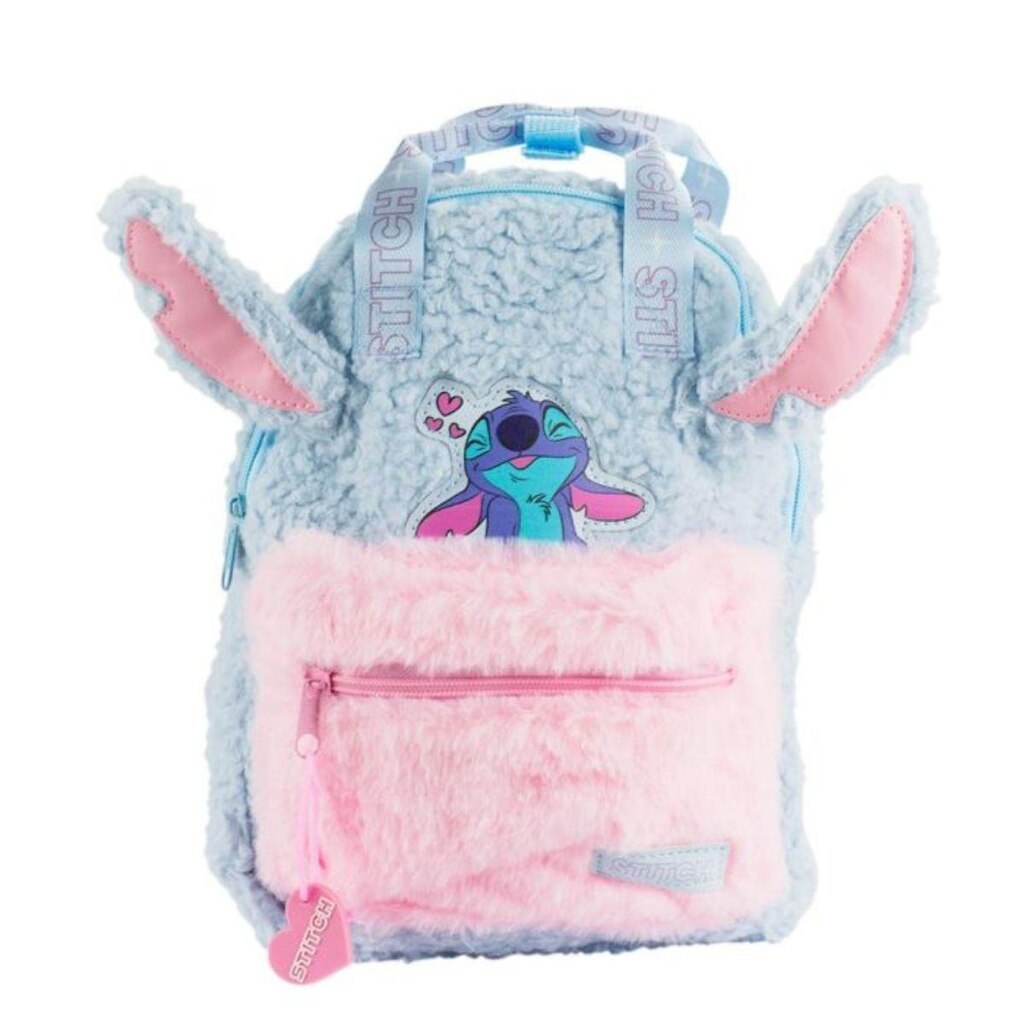 Mini Mochila Azul Rosa Stitch 31x25cm - Disney