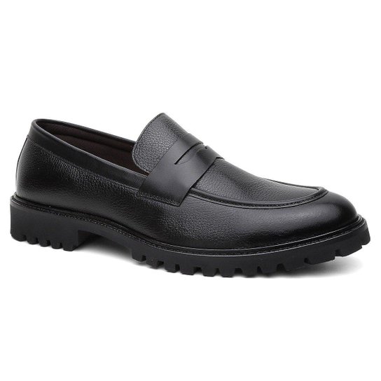 Mocassim Casual Centuria Tratorado Couro Preto