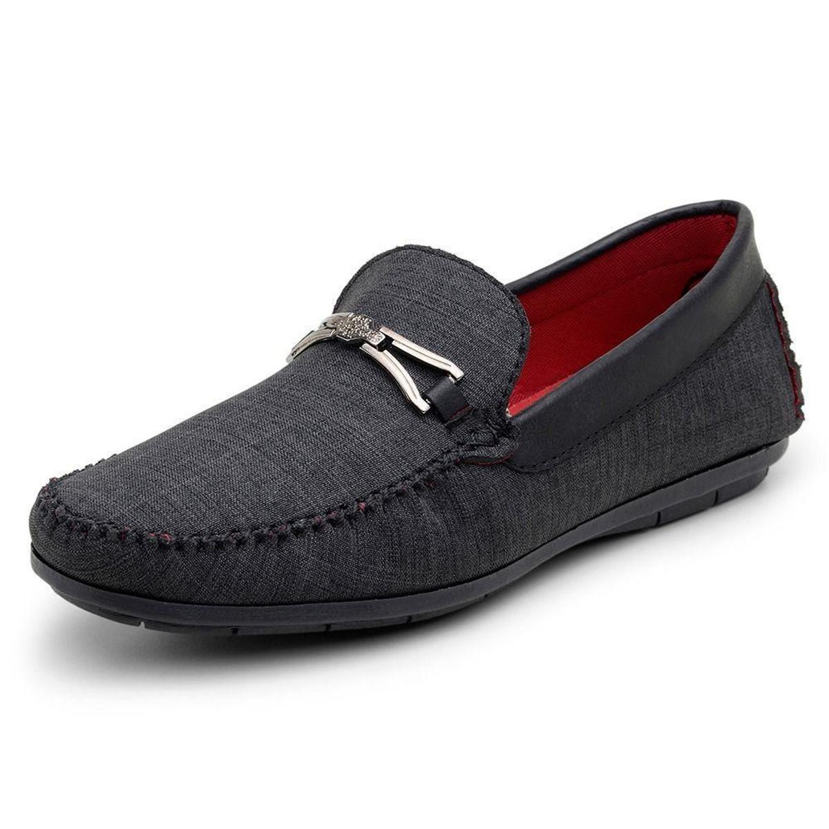 Mocassim Casual OP Santos Solado de Borracha e Fivela Preto - Preto |  Netshoes