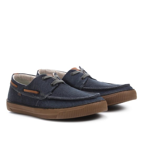 Mocassim Couro Democrata Urban Masculino - Azul Menor preço em Mocassim Couro Democrata Urban Masculino - Azul