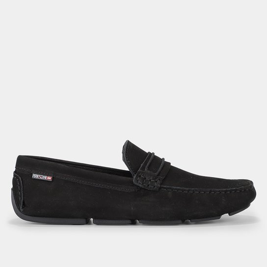 Mocassim Couro Ferracini Mali Masculino - Preto Menor preço em Mocassim Couro Ferracini Mali Masculino - Preto