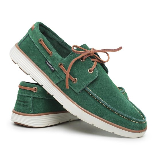 Mocassim Couro Legítimo Camurça Dockside Sapatênis Confortável Polo Urban - Verde Menor preço em Mocassim Couro Legítimo Camurça Dockside Sapatênis Confortável Polo Urban - Verde