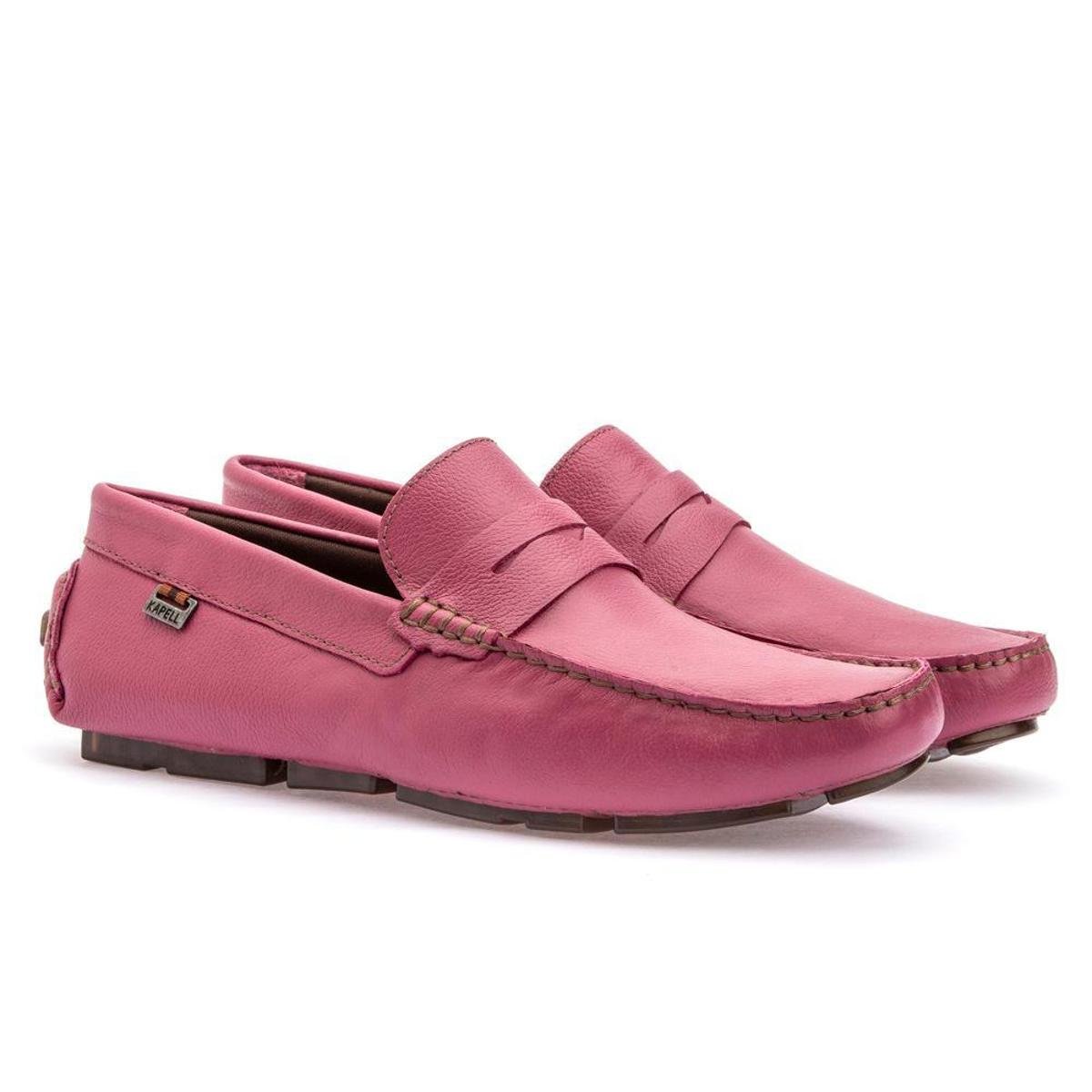 Mocassim Couro Masculino Caribe Kapell - Rosa | Netshoes