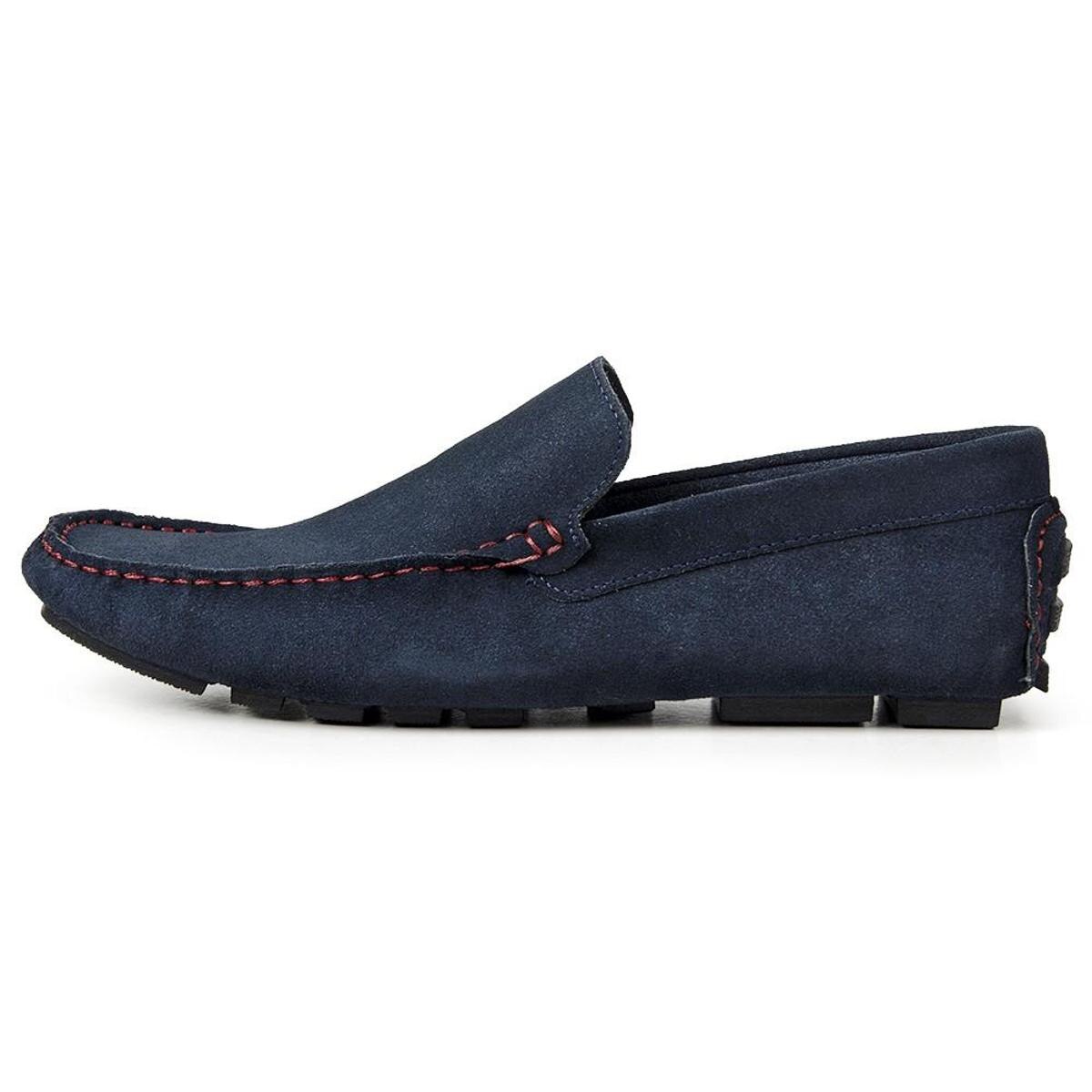 Mocassim Drive Bigioni em Couro Camurça Masculino - Azul | Netshoes