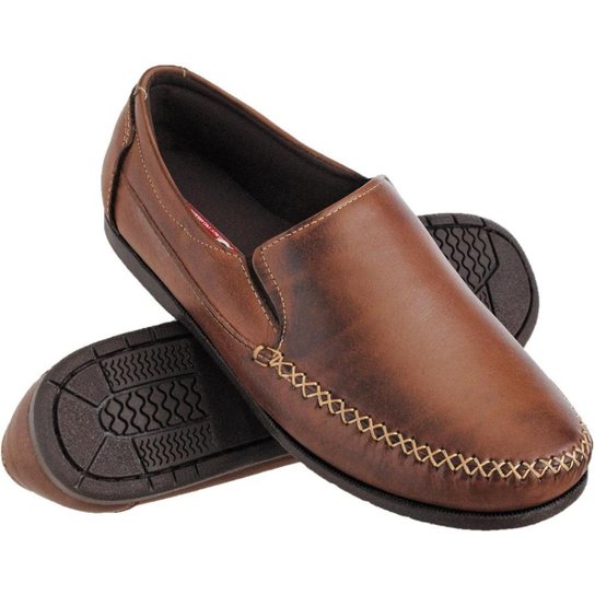 Mocassim Euro Flex Couro Casual Conforto Macio Leve Elástico Masculino - Marrom Menor preço em Mocassim Euro Flex Couro Casual Conforto Macio Leve Elástico Masculino - Marrom