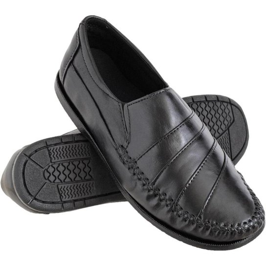 Mocassim Euro Flex Couro Casual Elástico Conforto Macio Leve Masculino - Preto Menor preço em Mocassim Euro Flex Couro Casual Elástico Conforto Macio Leve Masculino - Preto