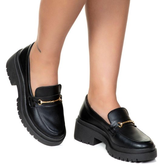 Mocassim Feminino Tratorado Sapato Conforto Moderno Estilo Shoes - Preto Menor preço em Mocassim Feminino Tratorado Sapato Conforto Moderno Estilo Shoes - Preto