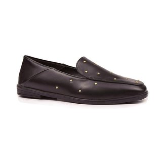 Mocassim Loafer Cravejado Em Napa Preta - Hanna Carmela