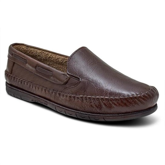 Mocassim Masculino Couro Casual Conforto Dia a Dia Macio - Marrom Escuro