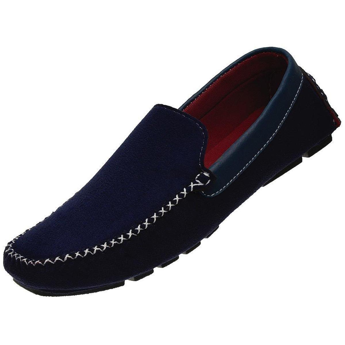 Mocassim Masculino Drive Em Camurca Solado De Borracha Liso Azul - Azul |  Netshoes