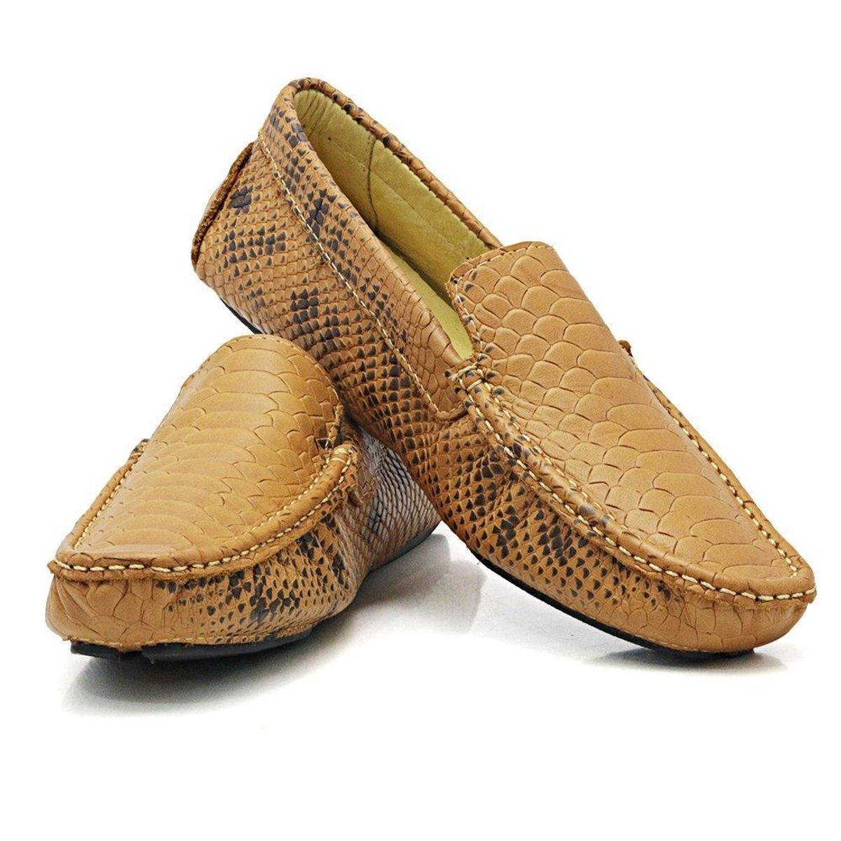 Mocassim Masculino Em Couro Liso Caramelo - Hoover