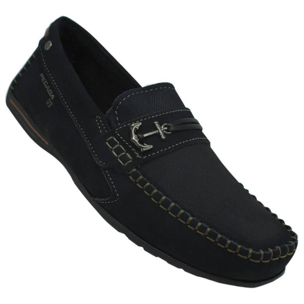 Mocassim Pegada Drive Nobuck Masculina - Marinho | Netshoes
