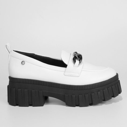 Mocassim Ramarim Corrente Tratorado Feminino - Branco Menor preço em Mocassim Ramarim Corrente Tratorado Feminino - Branco